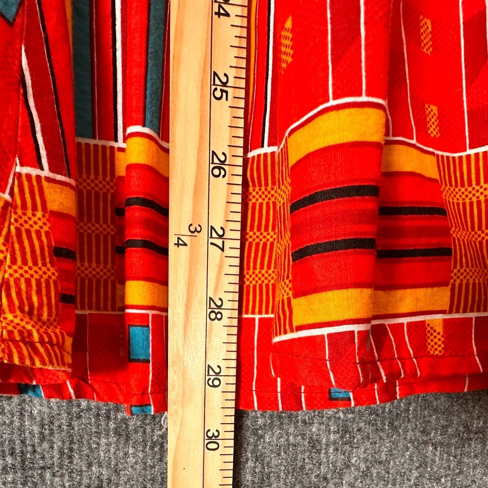 African Print Ankara‎ Knee Length Skirt Medium Red Orange Smocked Waist Boho - Picture 13 of 13